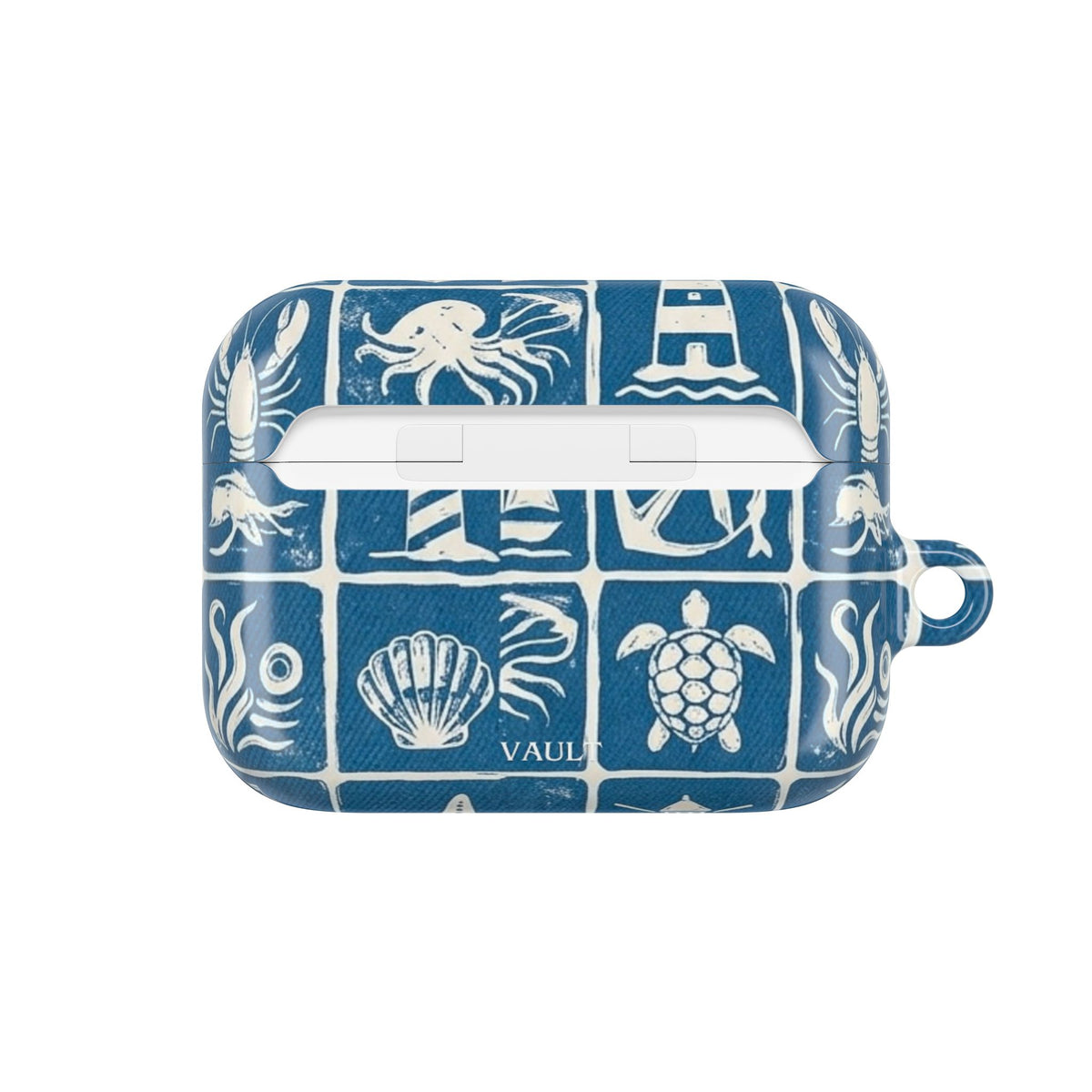 Nautical Tile AirPod Case — Coastal Lighthouse & Sea Creatures Silicone Cover