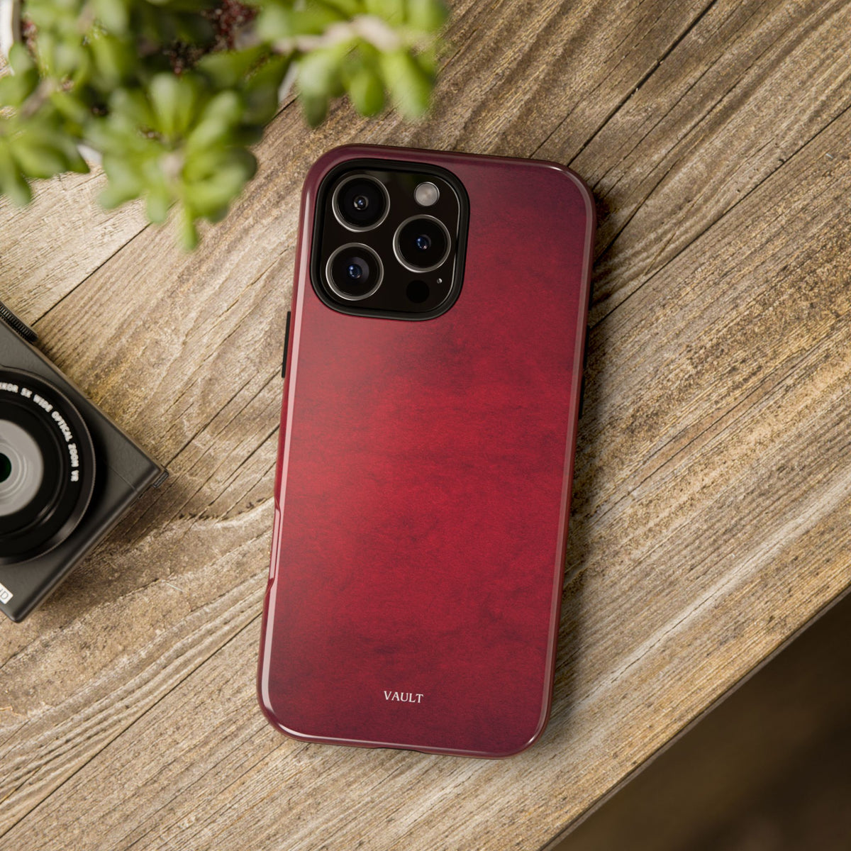 Red Leather Texture Phone Case Impact-Resistant Case