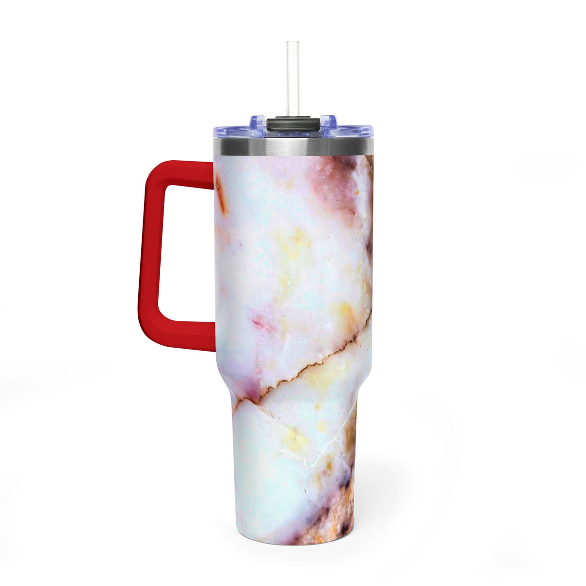 40oz Marble Rose Quartz Vacuum Tumbler – Insulated Travel Mug