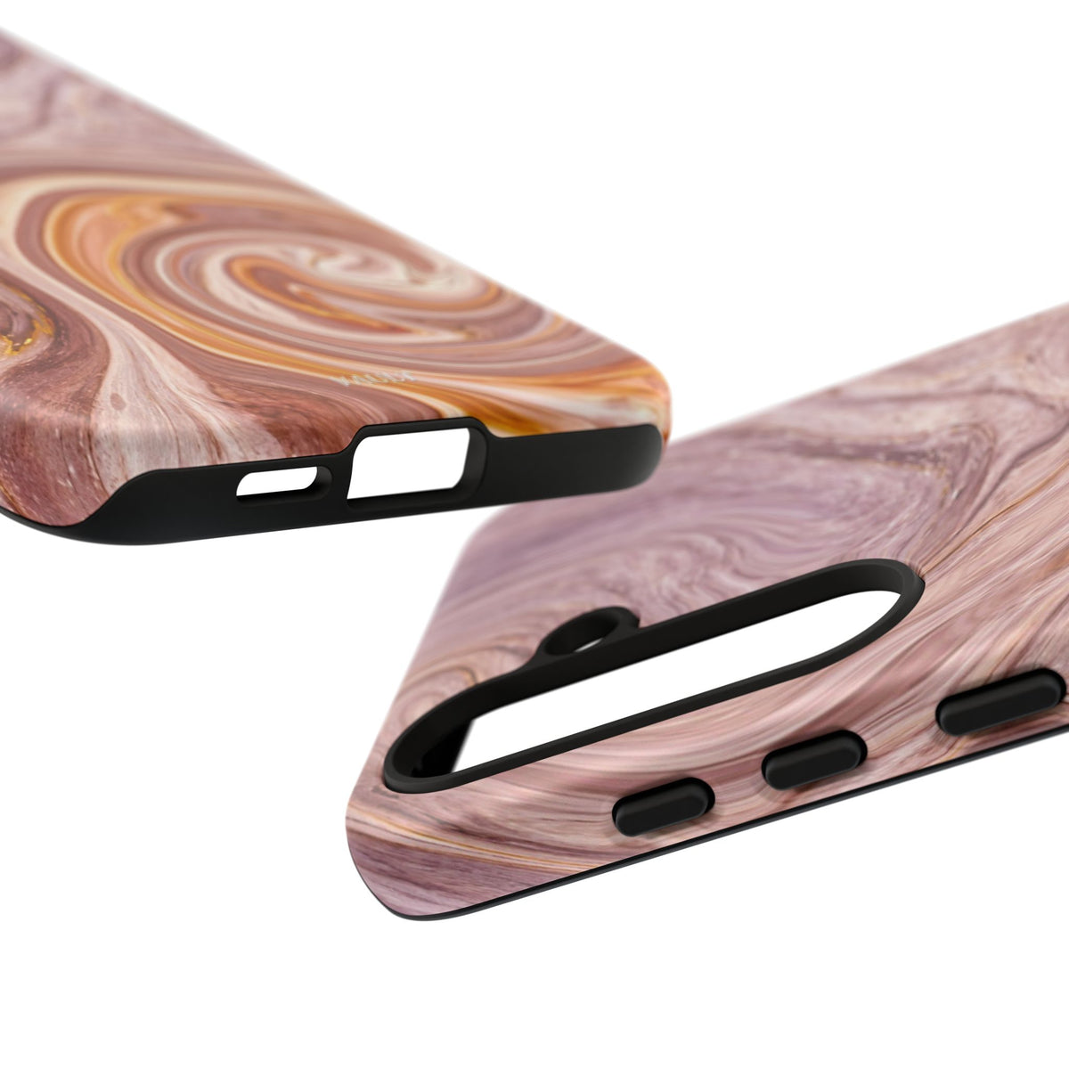 Marble Swirl Phone Case — Pink & Gold Abstract Tough Case
