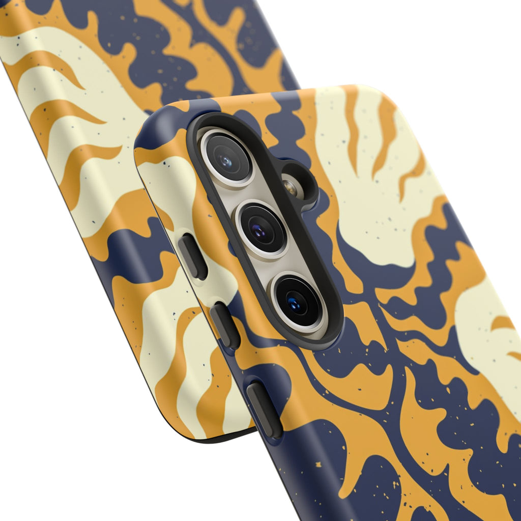 Bold Abstract Floral Phone Case (Navy & Mustard)