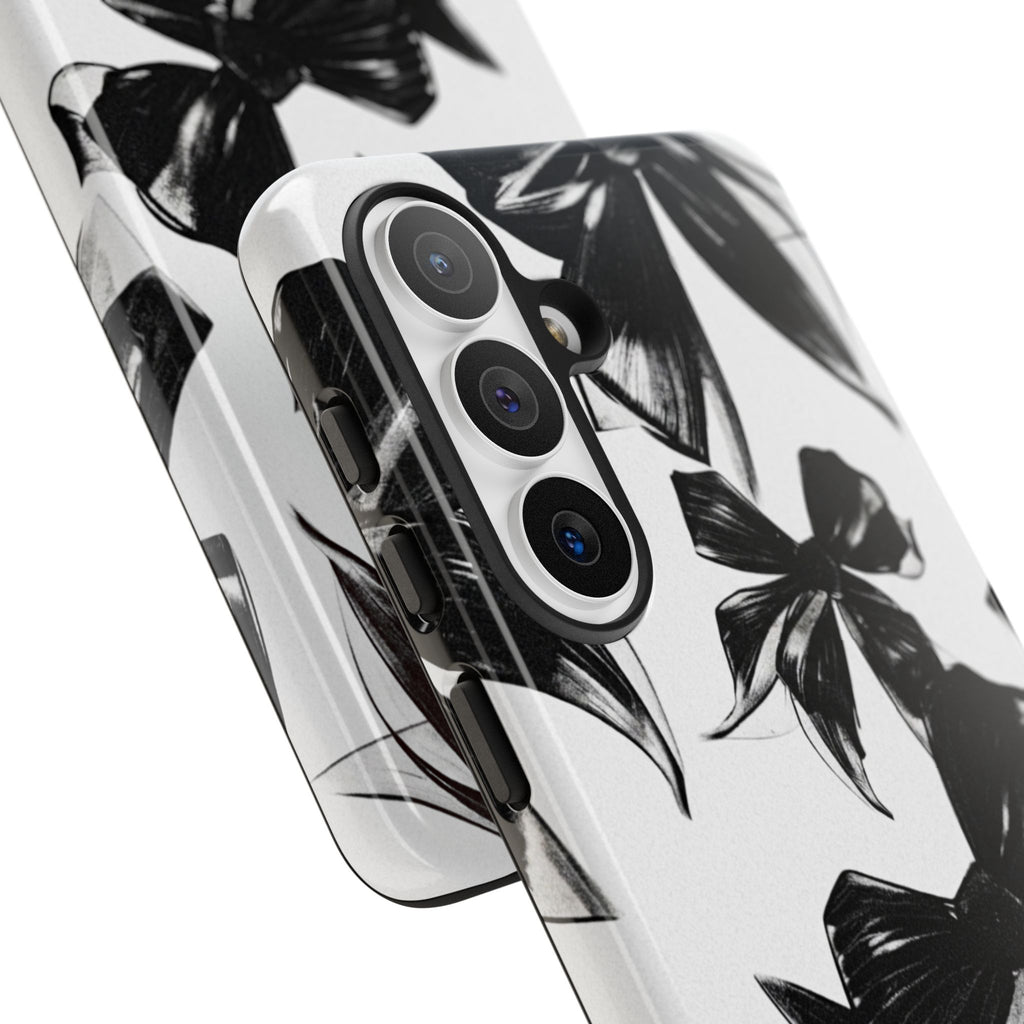Floral Brushstroke Phone Case — Black & White Botanical Tough Case