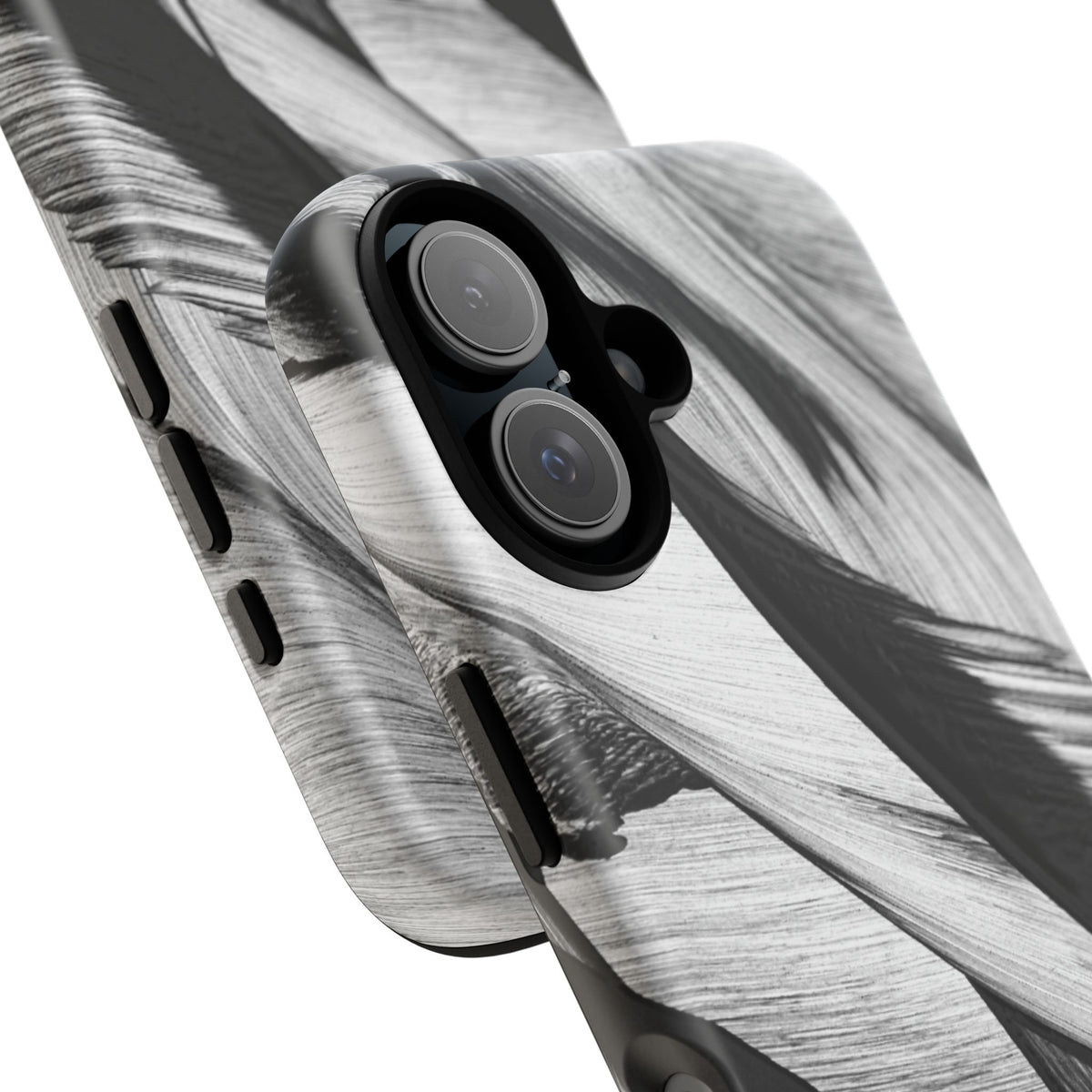 Monochrome Tropical Leaf Tough Phone Case — Black & White Botanical Protective Cover