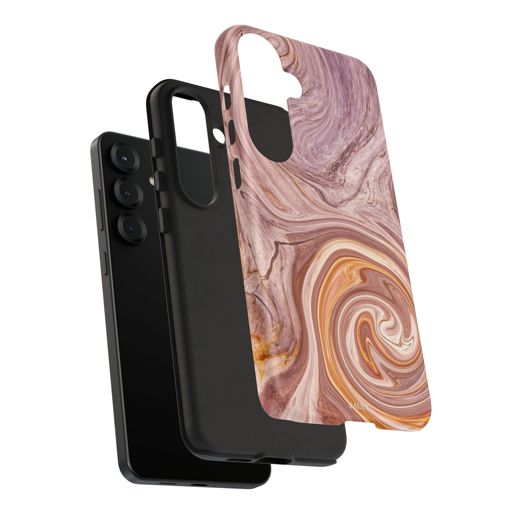 Marble Swirl Phone Case — Pink & Gold Abstract Tough Case