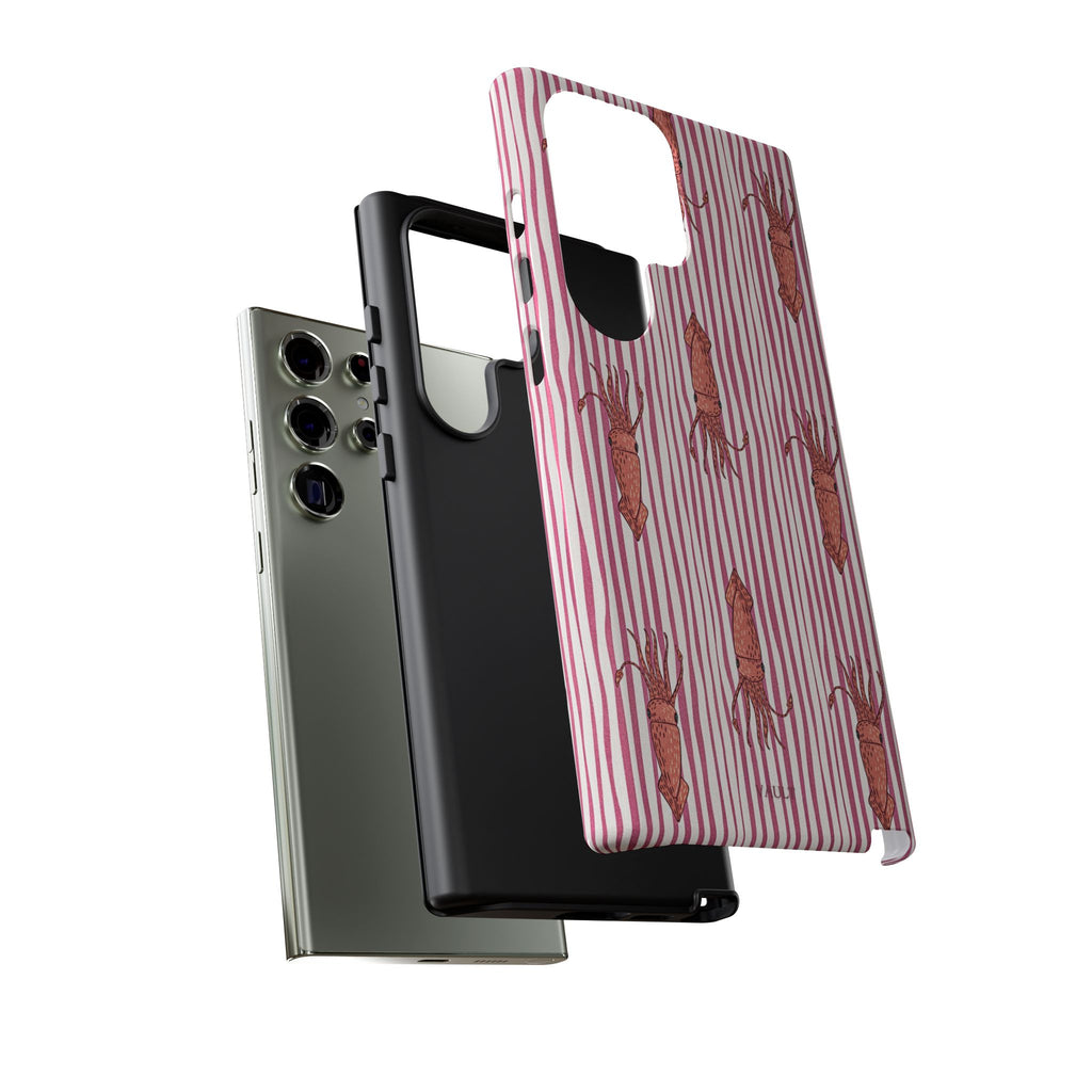 Squid Stripe Phone Case — Pink Nautical Sea Creature Pattern
