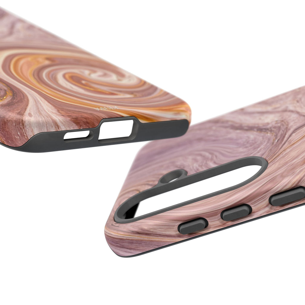 Marble Swirl Phone Case — Pink & Gold Abstract Tough Case