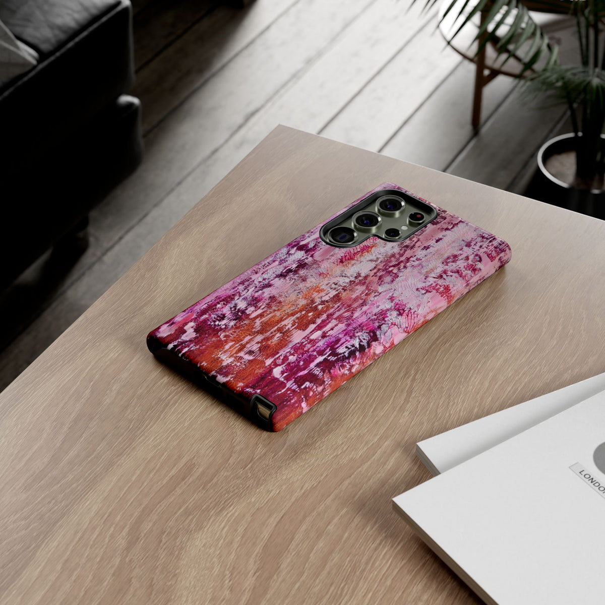 Pink Abstract Art Tough Phone Case — Protective Artistic Phone Cover