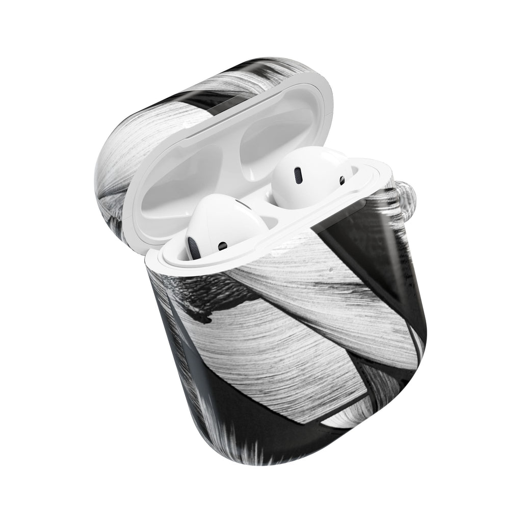 AirPod Case — Monochrome Tropical Leaf Protective Cover