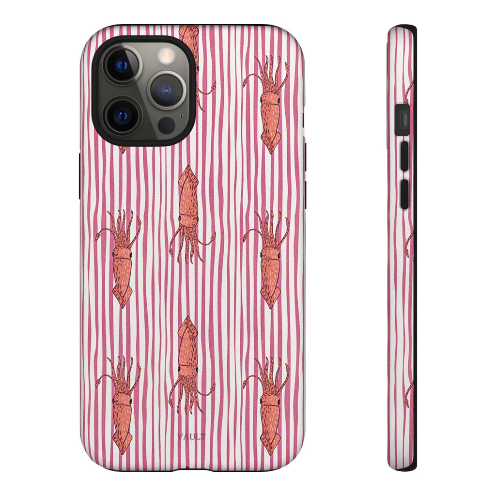 Squid Stripe Phone Case — Pink Nautical Sea Creature Pattern
