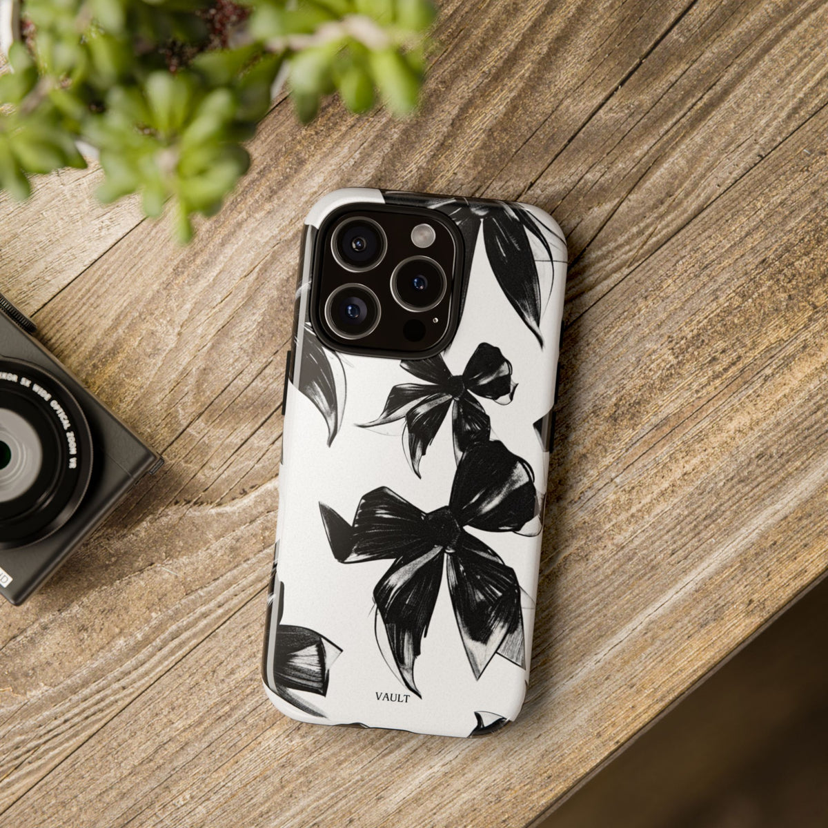 Floral Brushstroke Phone Case — Black & White Botanical Tough Case