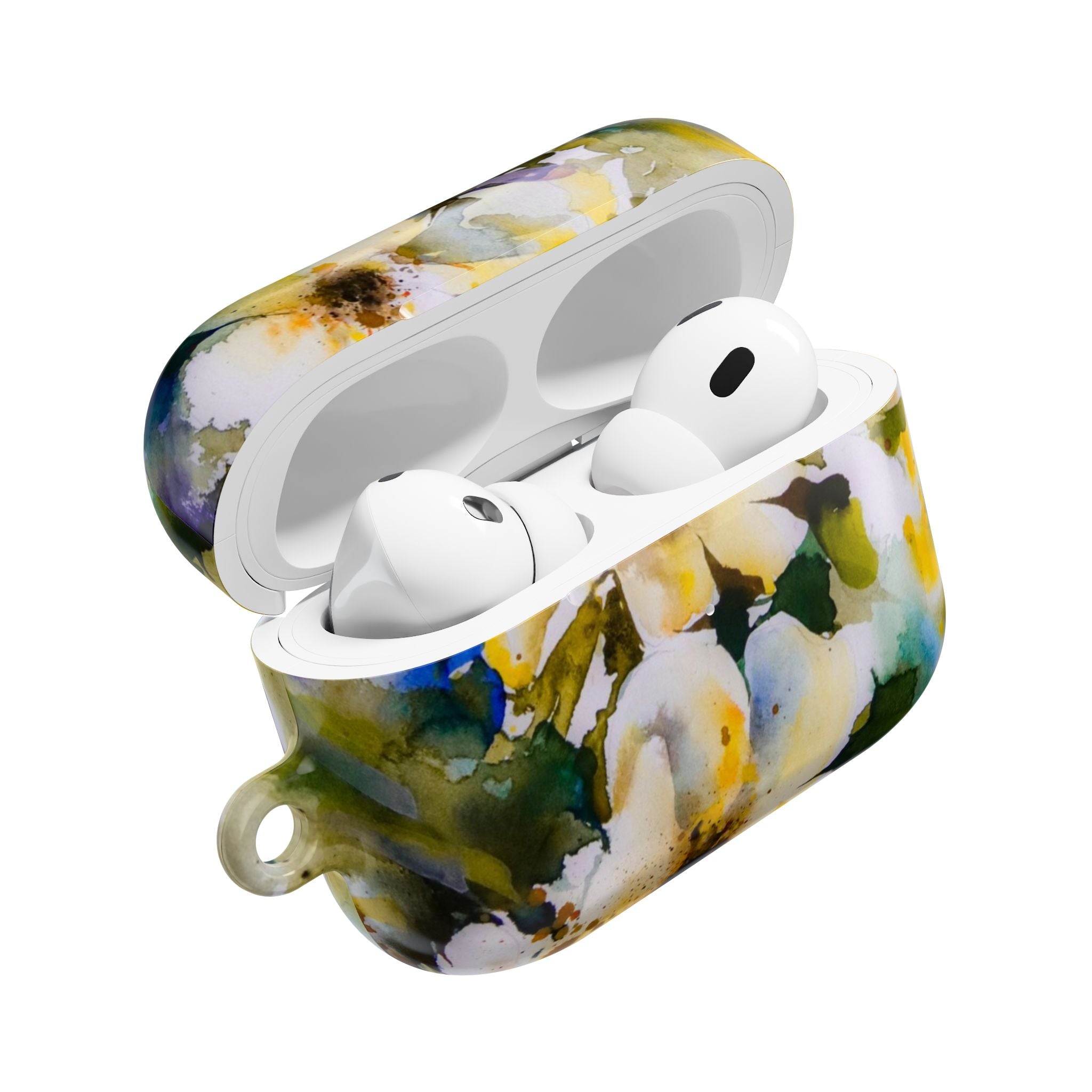 Floral Watercolor AirPod Case — White & Yellow Blossom Protective Cover