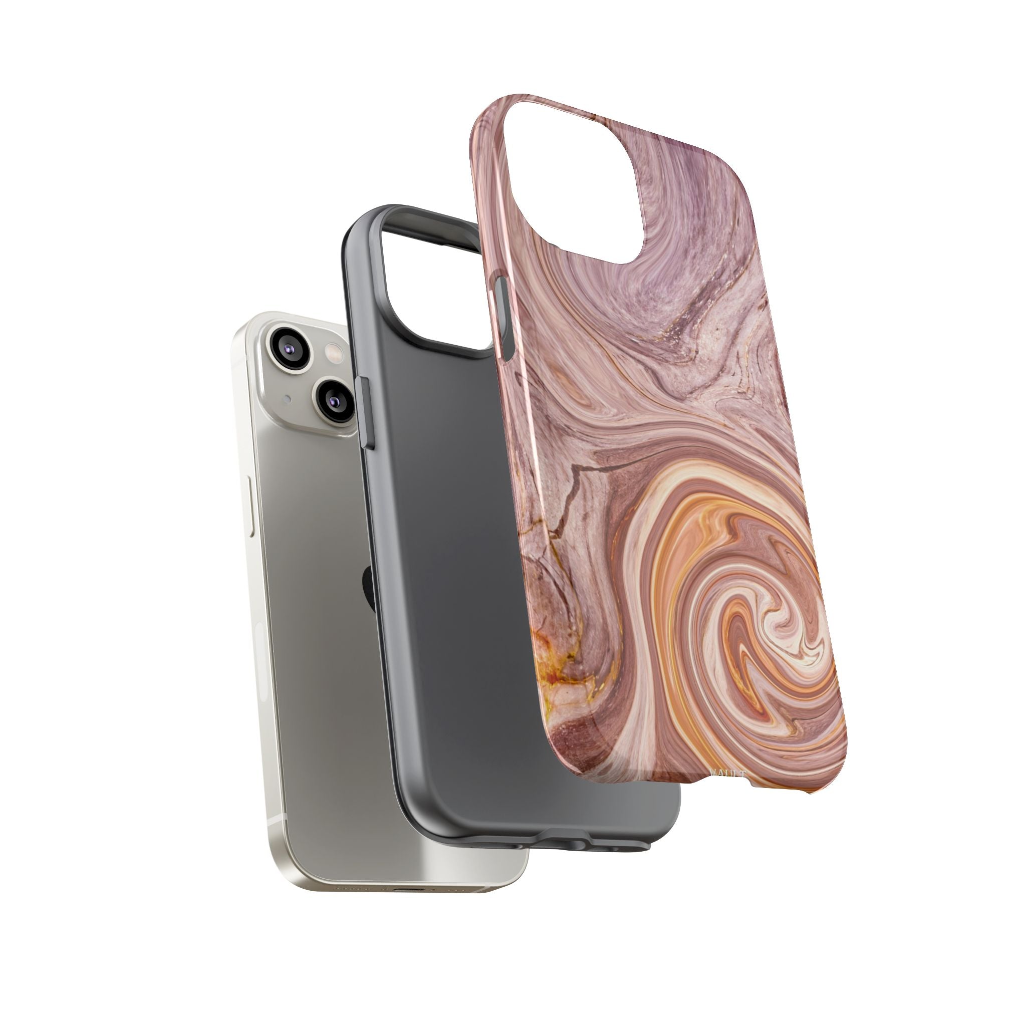 Marble Swirl Phone Case — Pink & Gold Abstract Tough Case