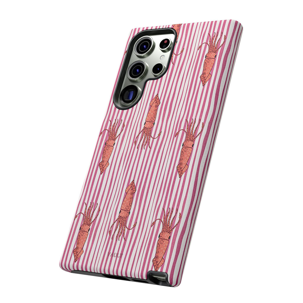 Squid Stripe Phone Case — Pink Nautical Sea Creature Pattern