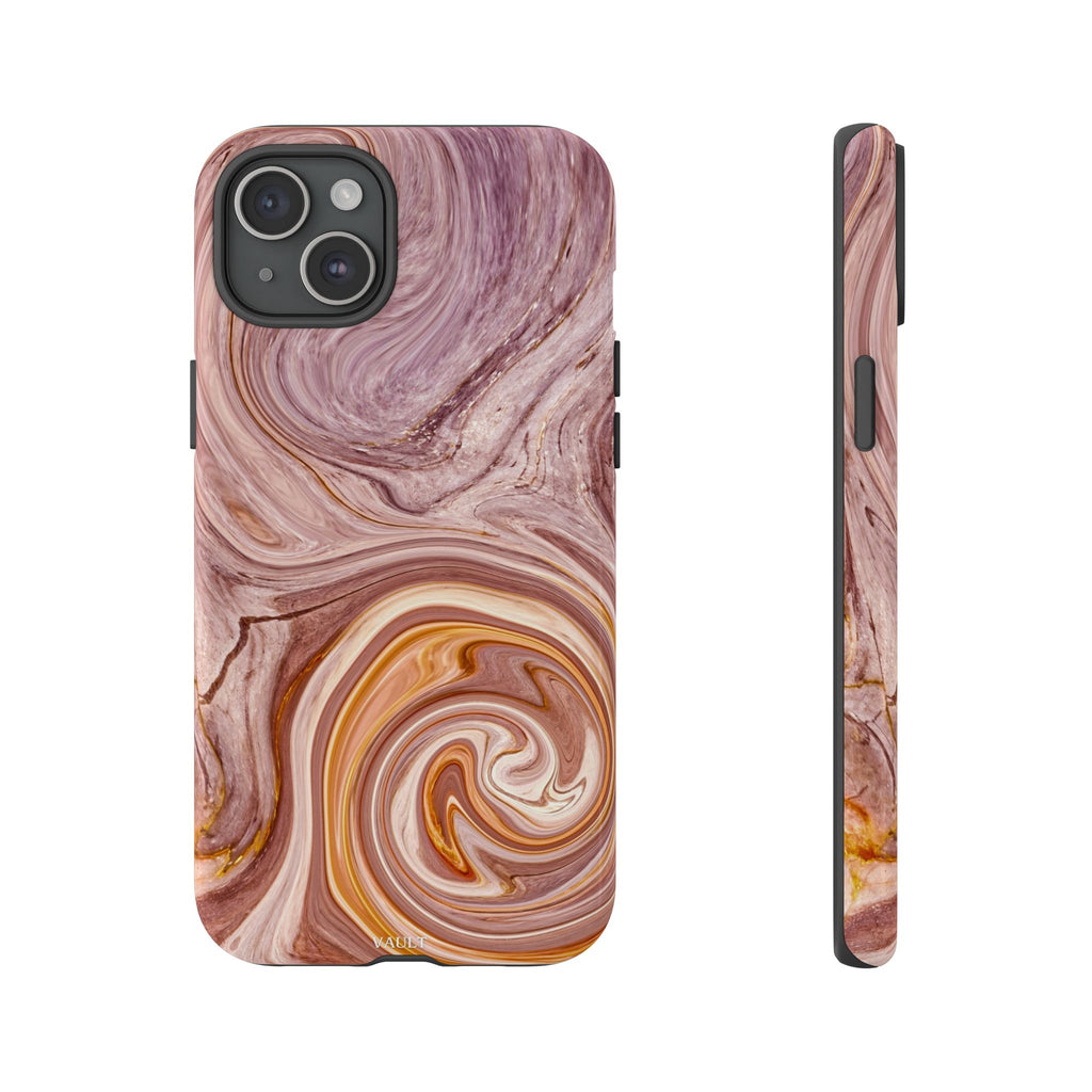 Marble Swirl Phone Case — Pink & Gold Abstract Tough Case