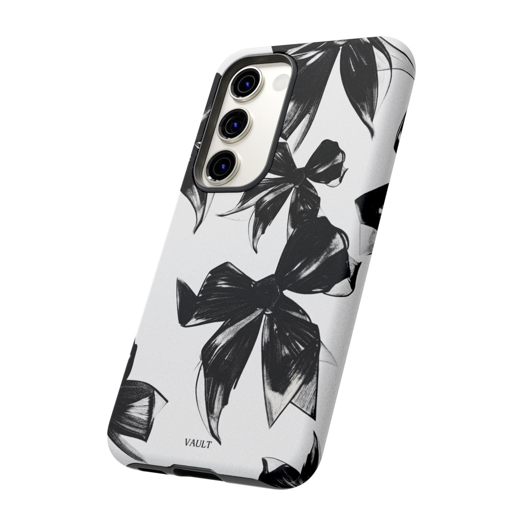 Floral Brushstroke Phone Case — Black & White Botanical Tough Case