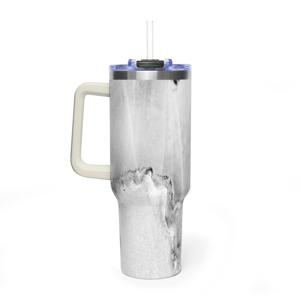40oz Marble Vacuum Tumbler — Insulated Travel Mug with Handle