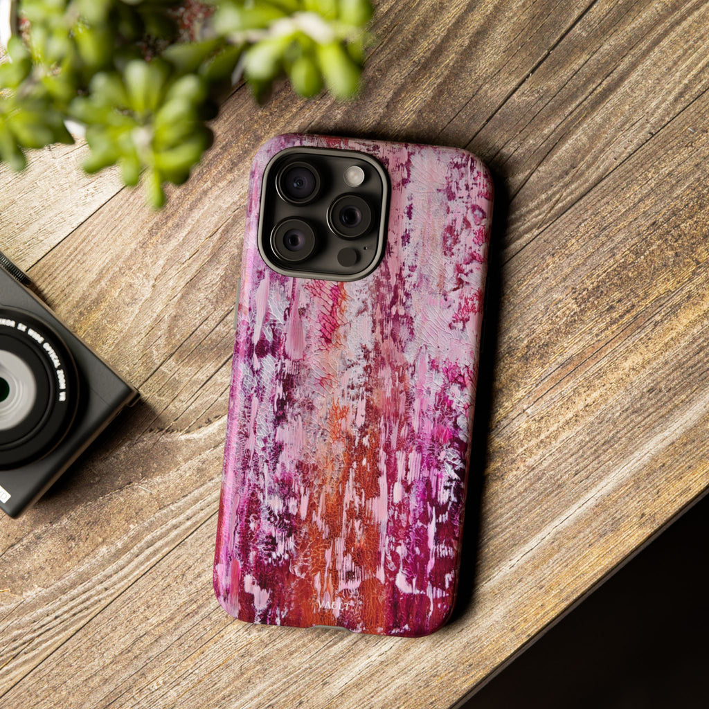 Pink Abstract Art Tough Phone Case — Protective Artistic Phone Cover