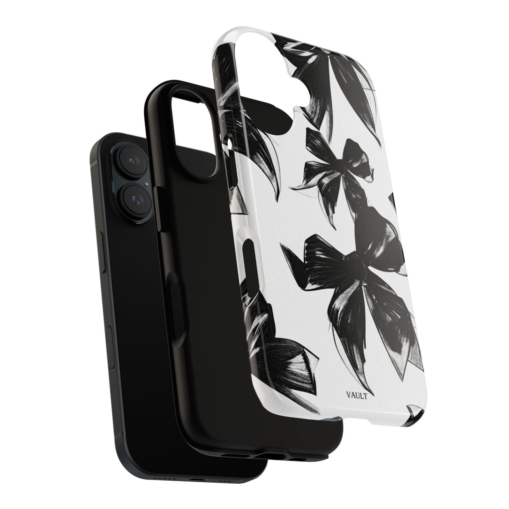 Floral Brushstroke Phone Case — Black & White Botanical Tough Case