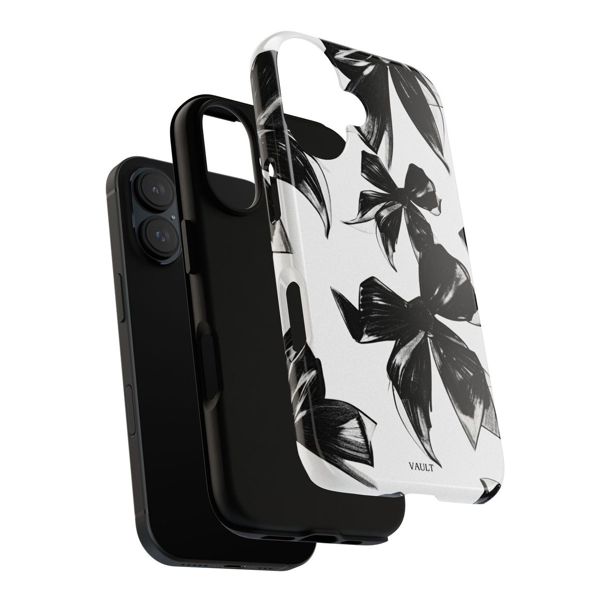 Floral Brushstroke Phone Case — Black & White Botanical Tough Case