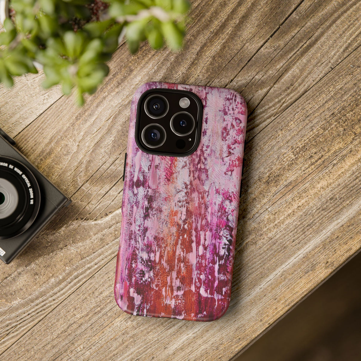 Pink Abstract Art Tough Phone Case — Protective Artistic Phone Cover