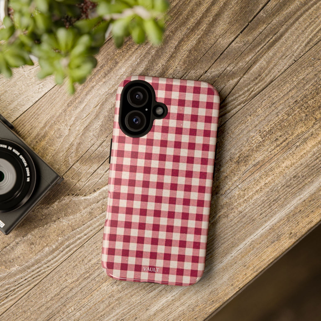 Gingham Phone Case — Red Plaid Tough Case