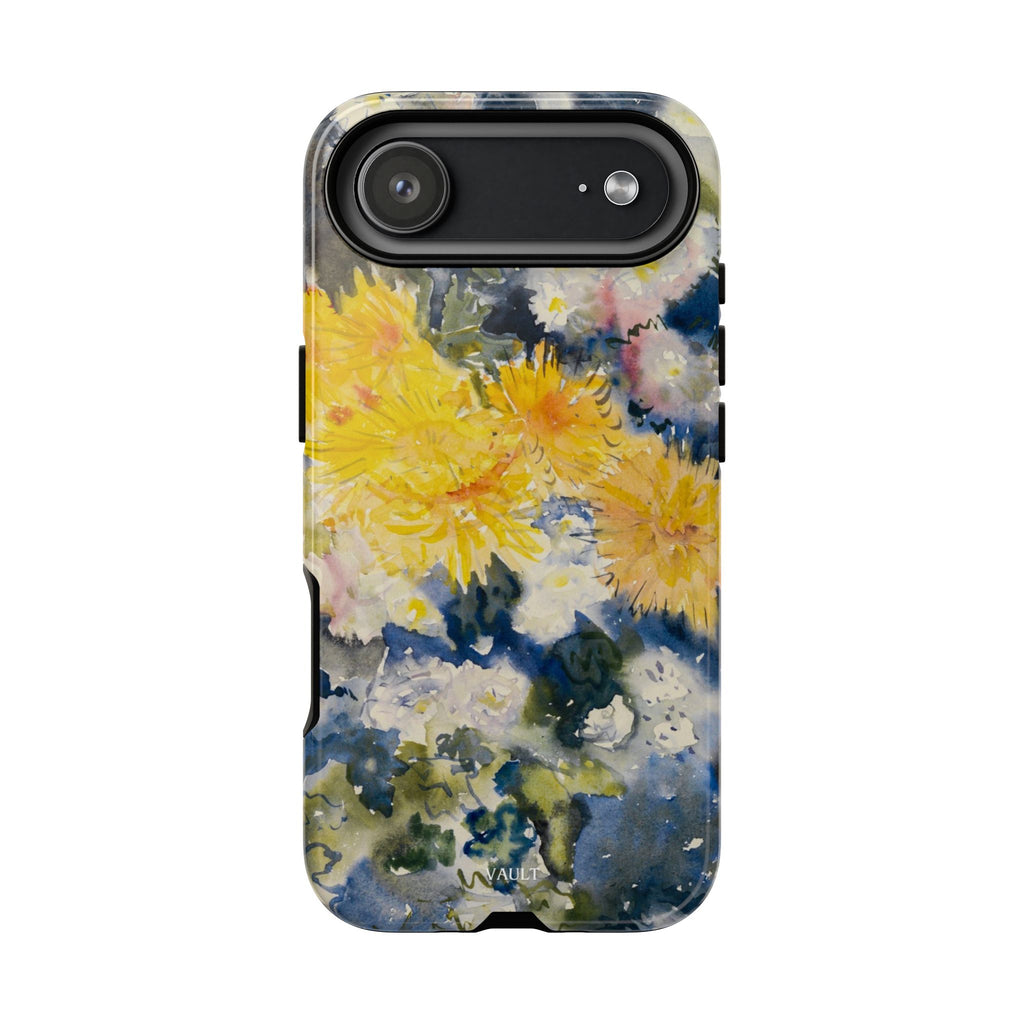 Floral Watercolor Phone Case – Yellow Chrysanthemums Design