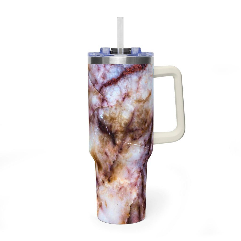40oz Marble Rose Quartz Vacuum Tumbler – Insulated Travel Mug