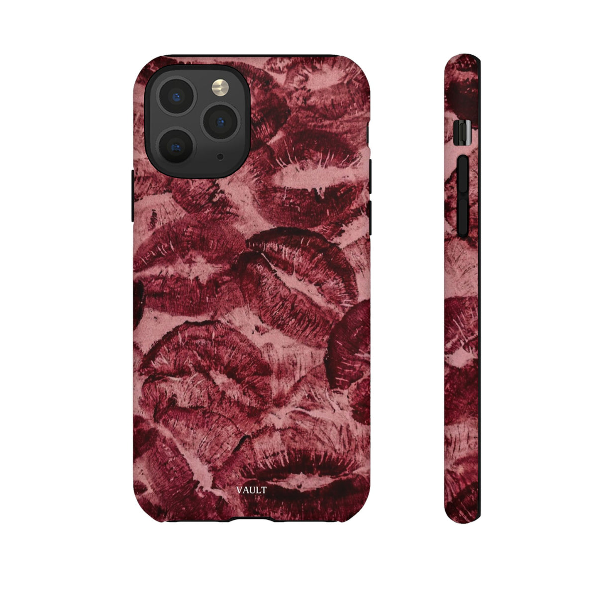 Kiss Print Phone Case – Burgundy Lip Pattern Protective Phone Cover