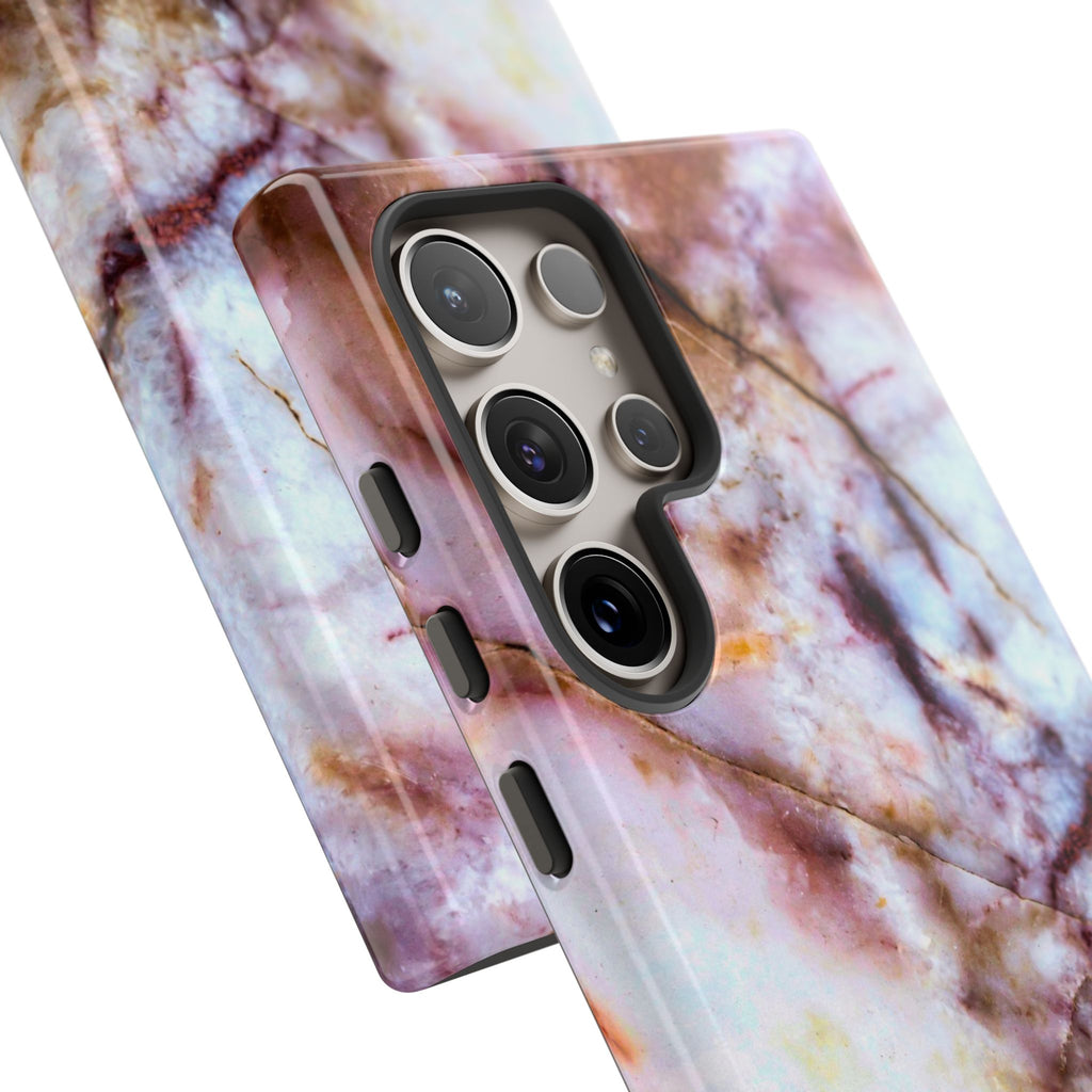 Marble Vein Tough Phone Case — Pink Quartz Protective Cover