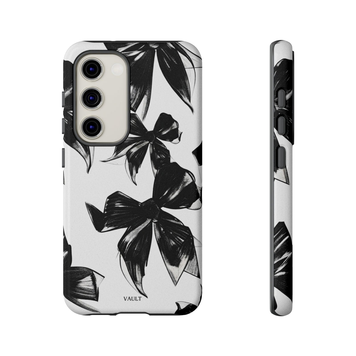 Floral Brushstroke Phone Case — Black & White Botanical Tough Case