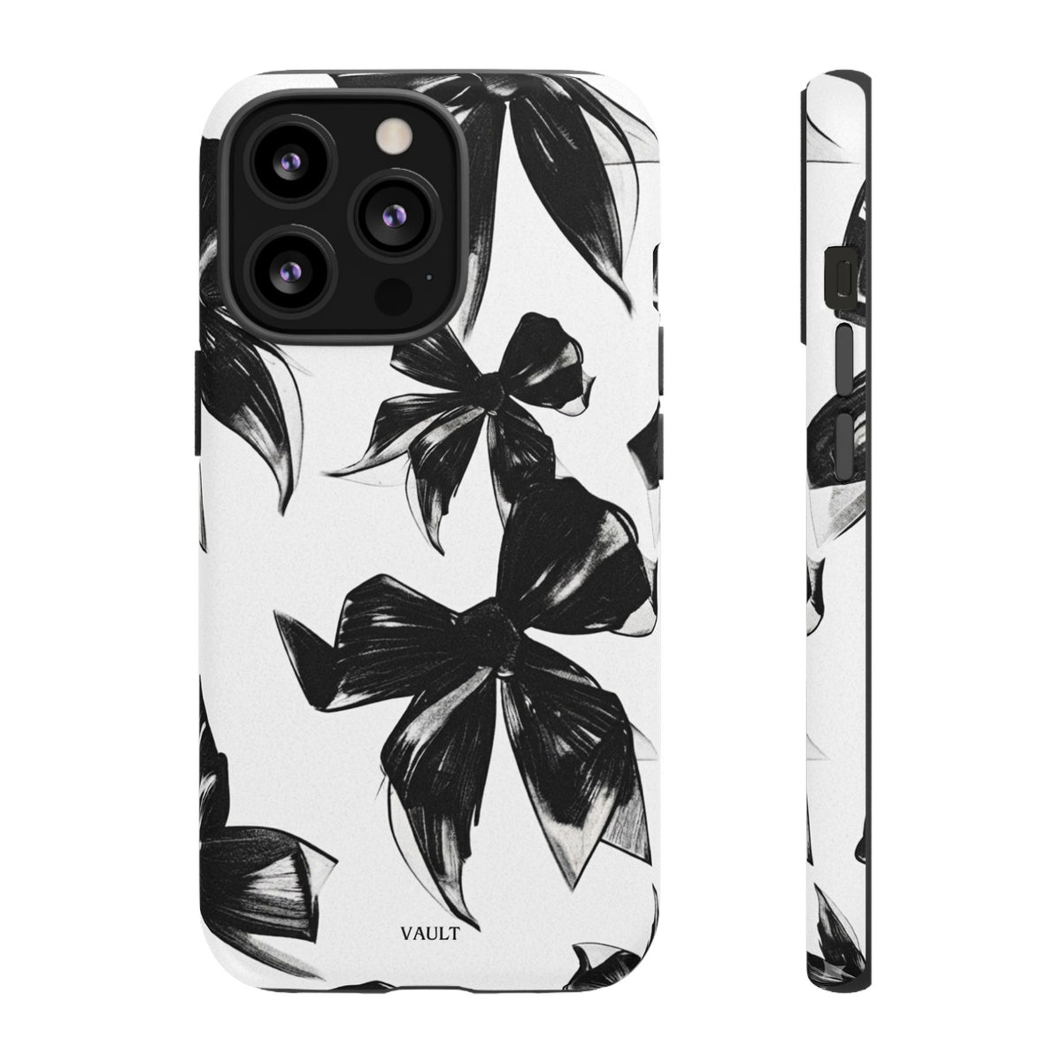 Floral Brushstroke Phone Case — Black & White Botanical Tough Case