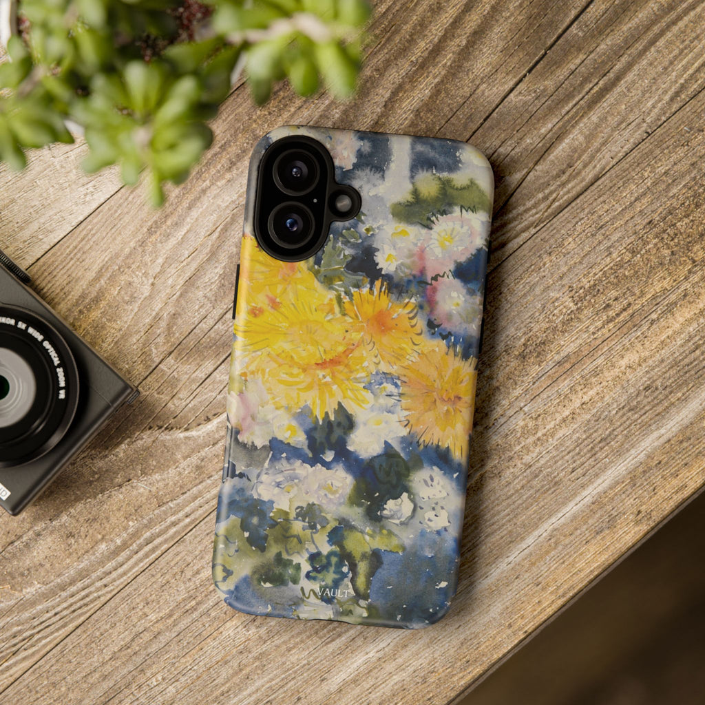 Floral Watercolor Phone Case – Yellow Chrysanthemums Design