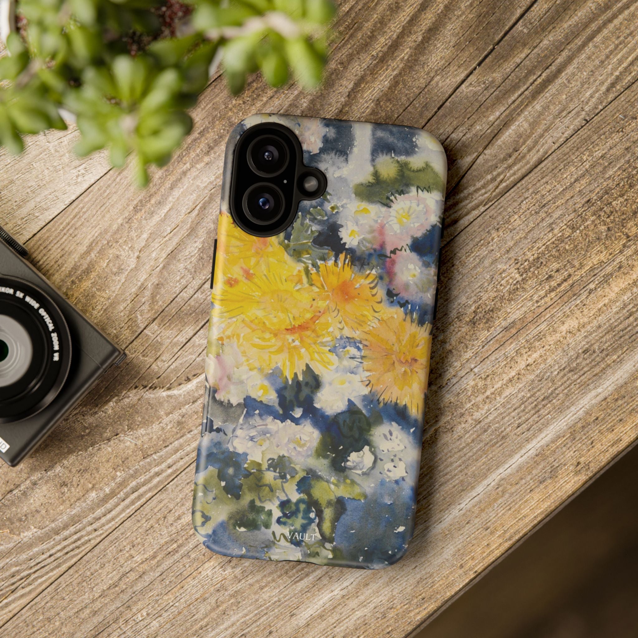 Floral Watercolor Phone Case – Yellow Chrysanthemums Design