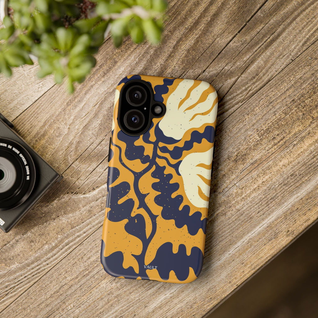 Bold Abstract Floral Phone Case (Navy & Mustard)