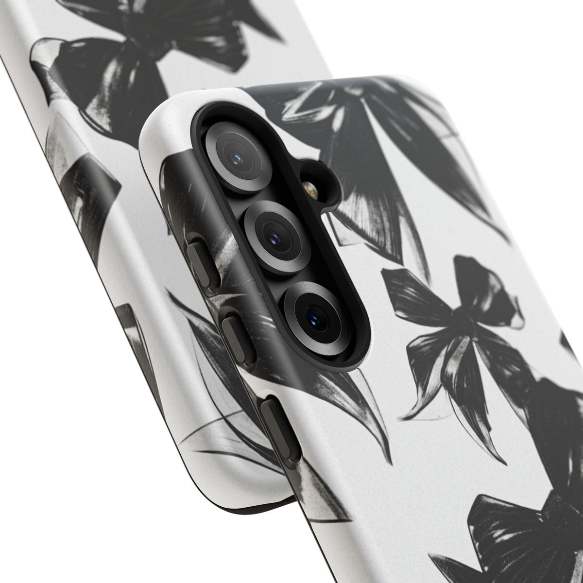Floral Brushstroke Phone Case — Black & White Botanical Tough Case