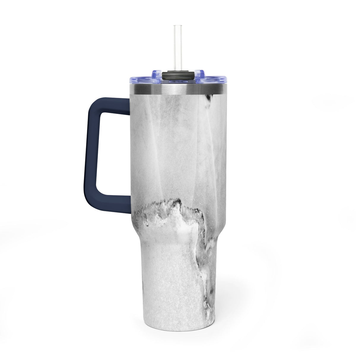 40oz Marble Vacuum Tumbler — Insulated Travel Mug with Handle
