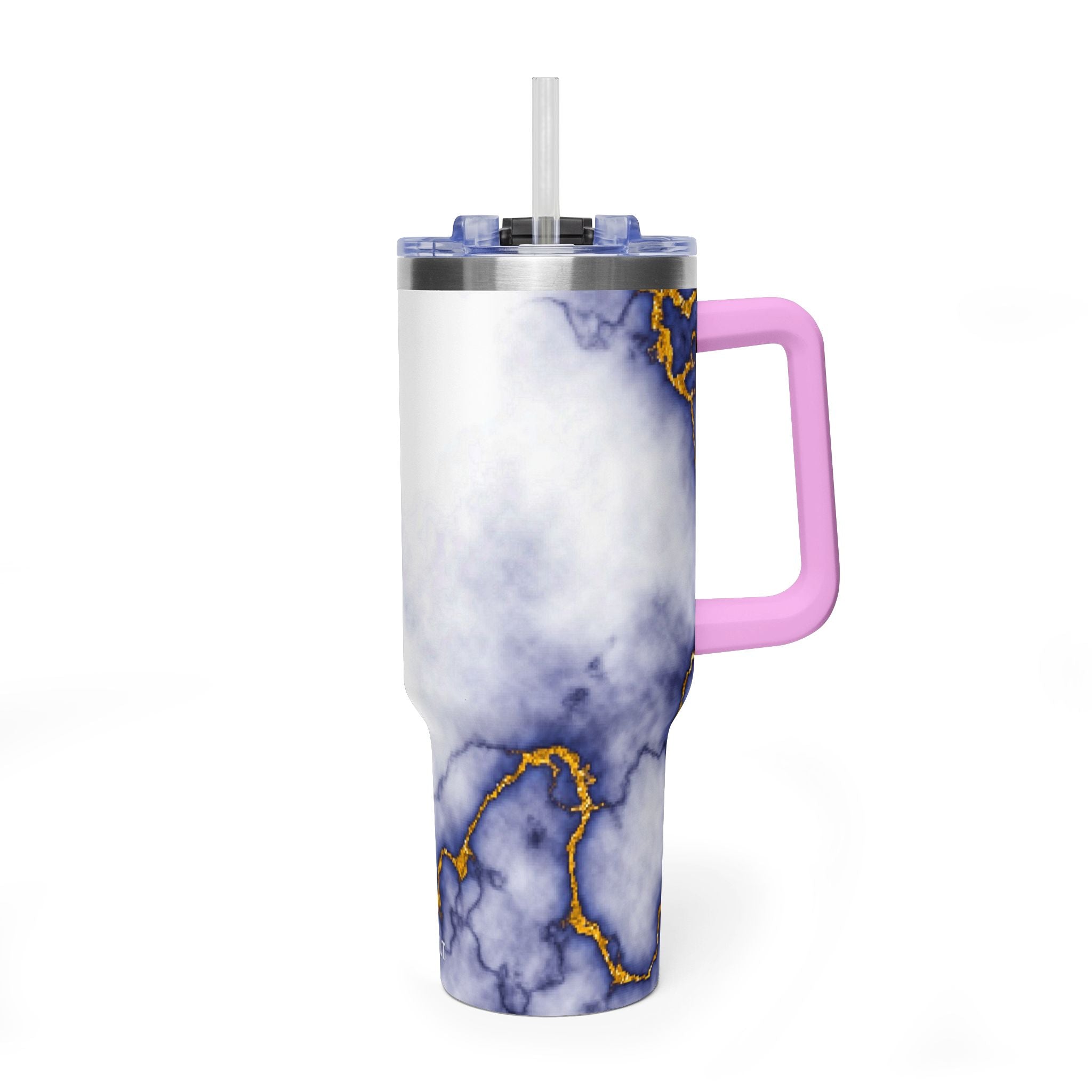 40oz Marble Thermal Tumbler - Blue & Gold Veined Vacuum Cup