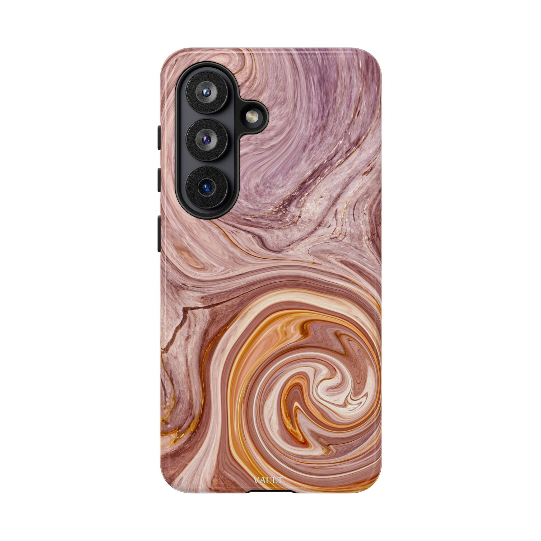 Marble Swirl Phone Case — Pink & Gold Abstract Tough Case