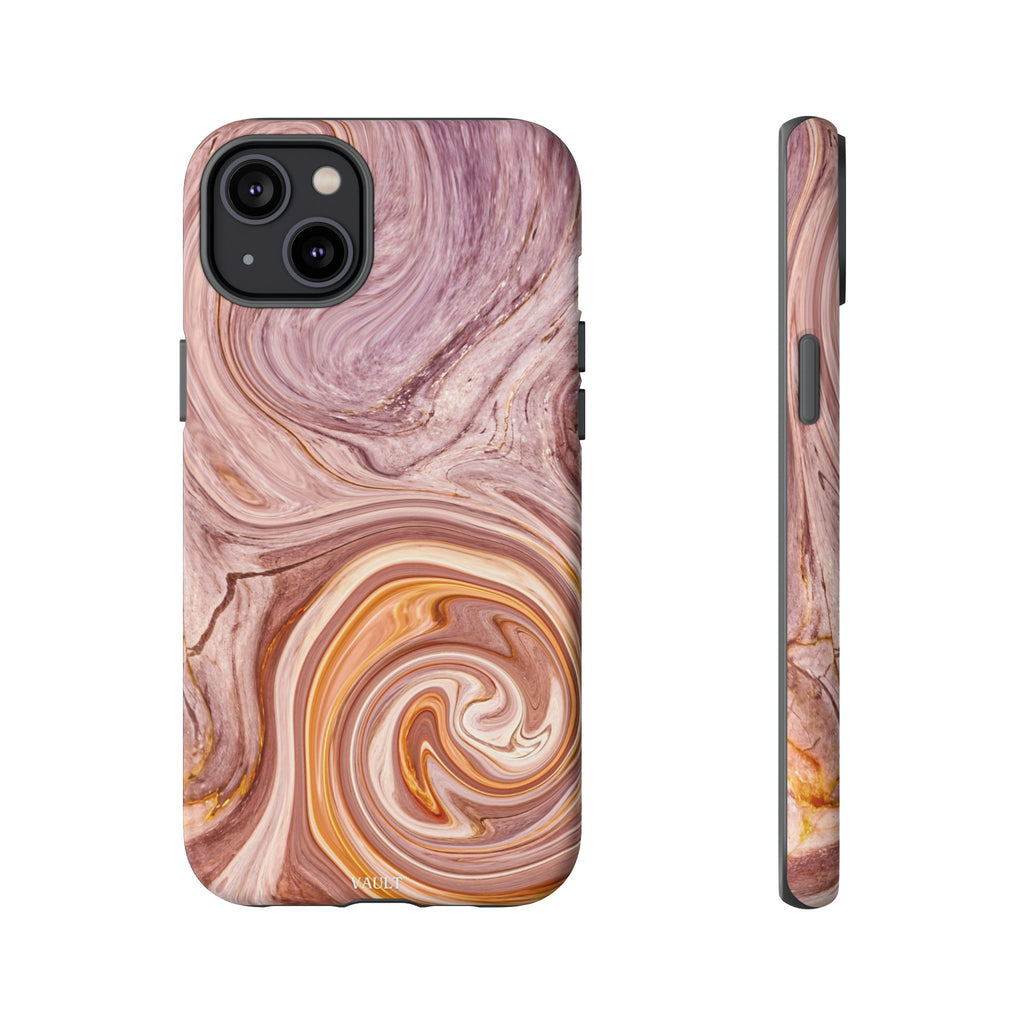 Marble Swirl Phone Case — Pink & Gold Abstract Tough Case