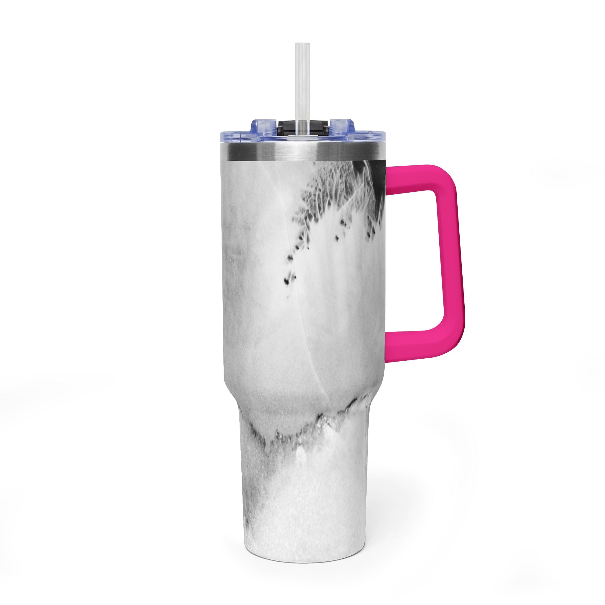 40oz Marble Vacuum Tumbler — Insulated Travel Mug with Handle