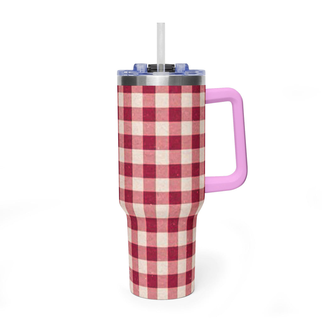 40oz Vacuum Tumbler — Red Buffalo Plaid Insulated Travel Mug