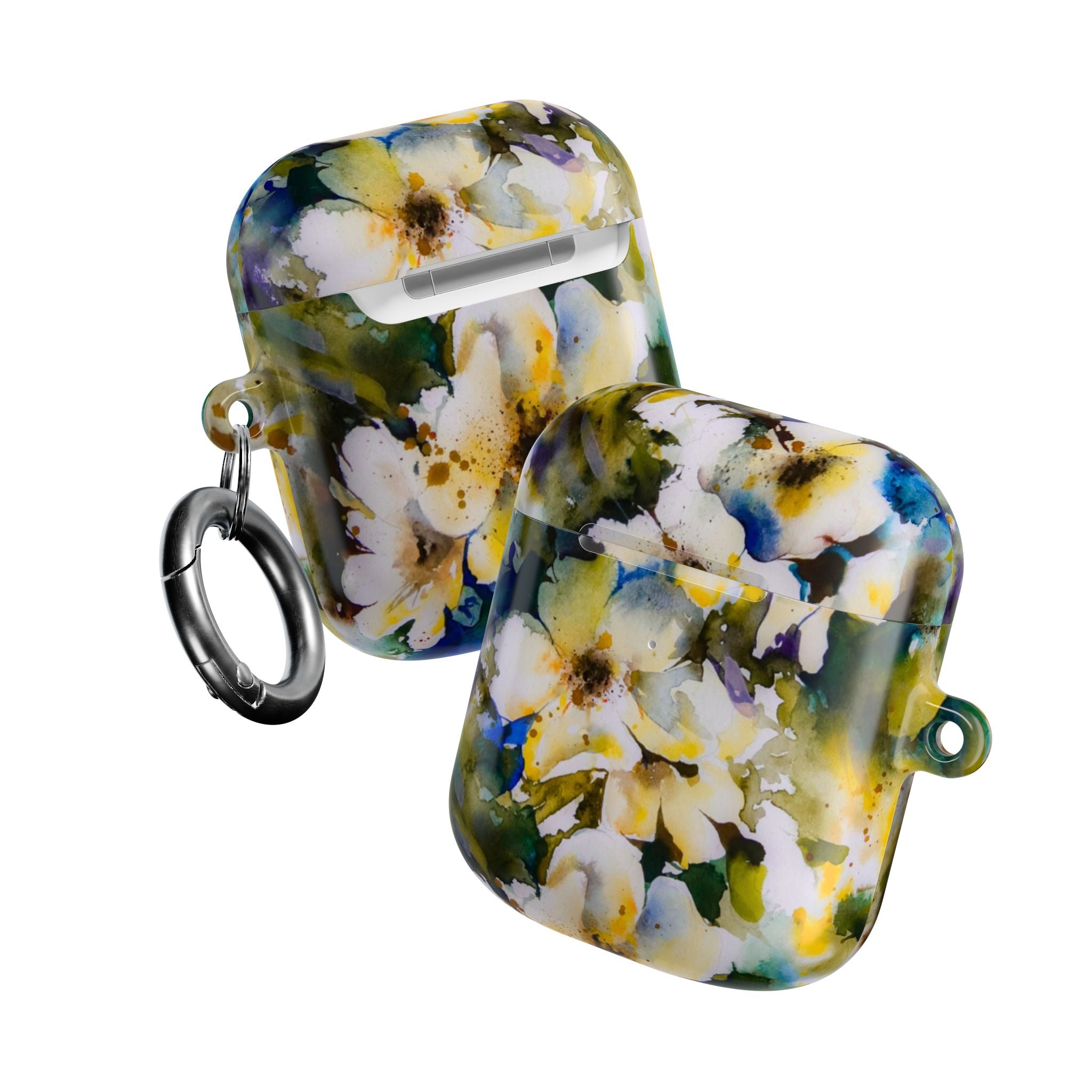 Floral Watercolor AirPod Case — White & Yellow Blossom Protective Cover