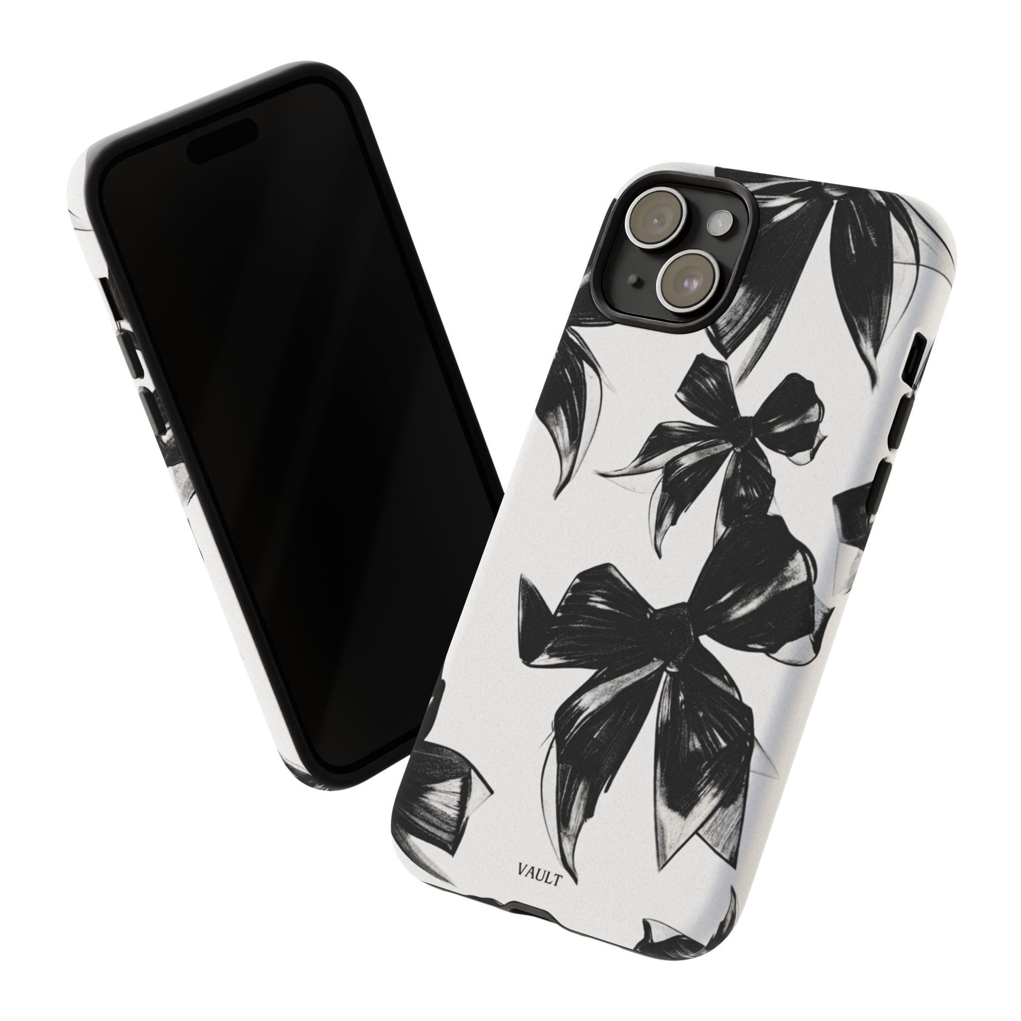 Floral Brushstroke Phone Case — Black & White Botanical Tough Case