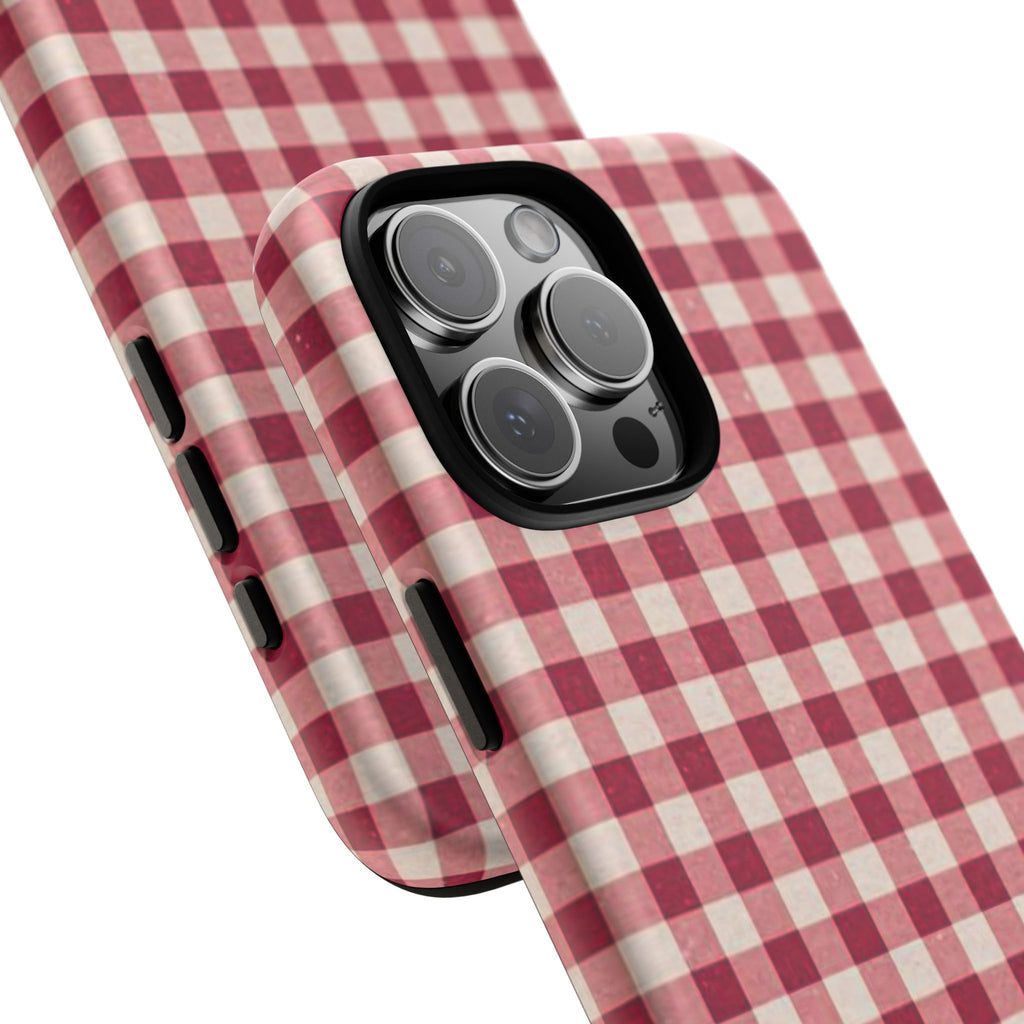 Gingham Phone Case — Red Plaid Tough Case