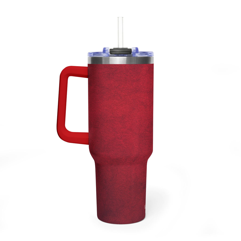 40oz Red Vacuum Tumbler – Insulated Travel Mug with Straw & Handle