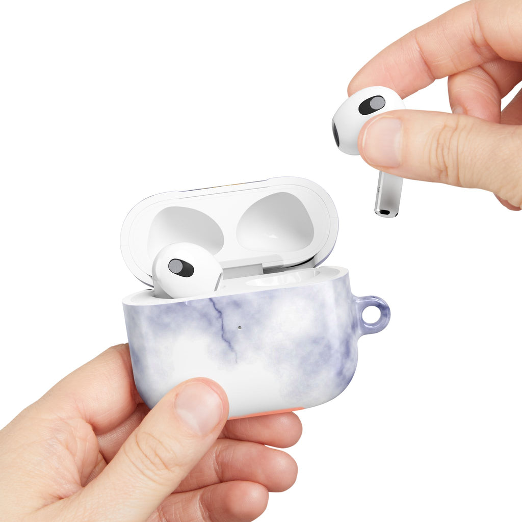 Marble Purple AirPod Case with Gold Veining — Elegant Protective Cover