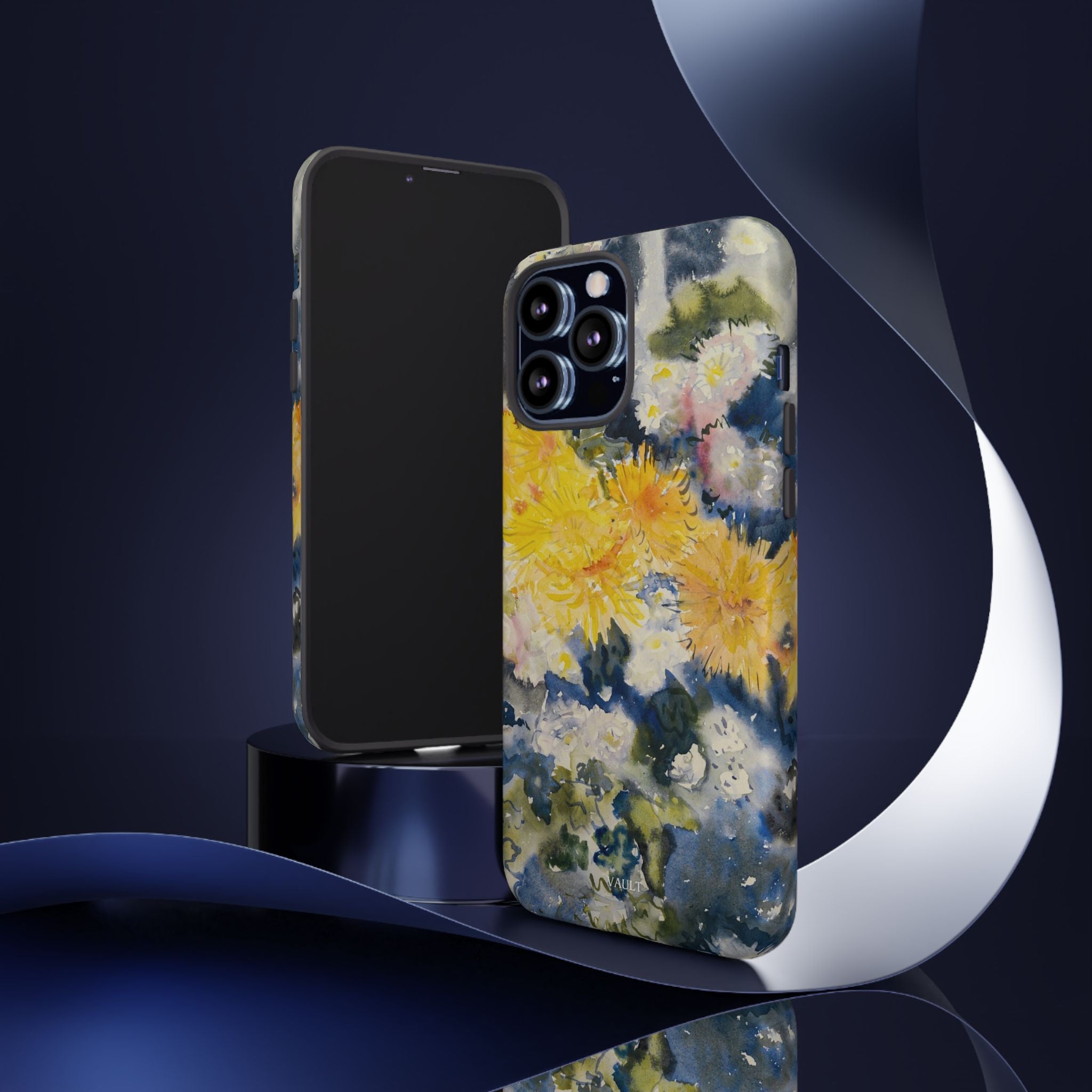 Floral Watercolor Phone Case – Yellow Chrysanthemums Design