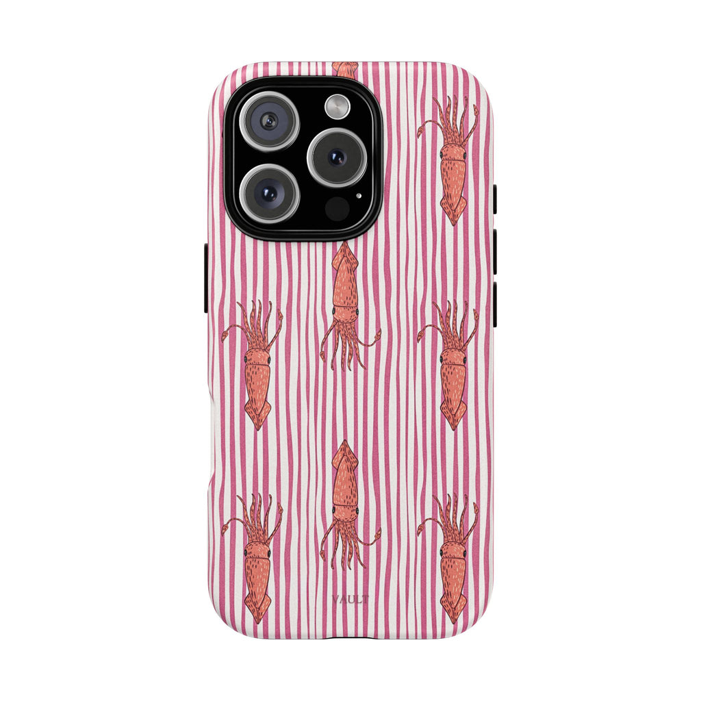 Squid Stripe Phone Case — Pink Nautical Sea Creature Pattern