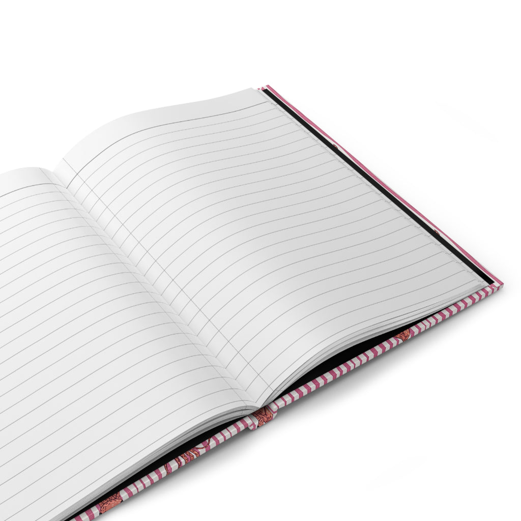 Squid Pattern Hardcover Journal — Pink Striped Nautical Notebook