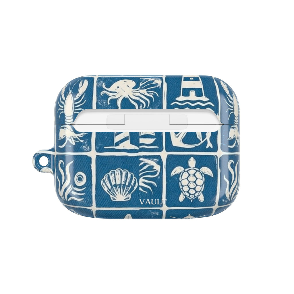 Nautical Tile AirPod Case — Coastal Lighthouse & Sea Creatures Silicone Cover